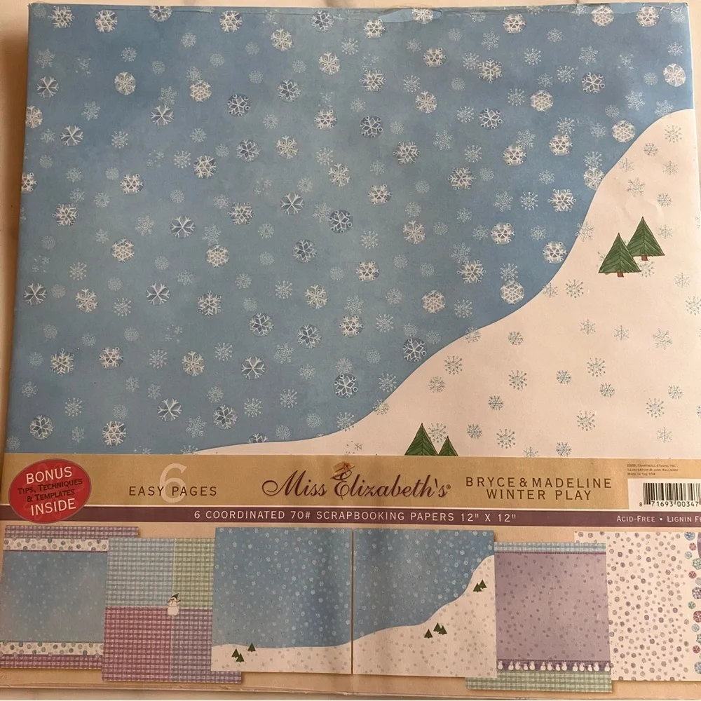 12x12 Winter Fun Premium Scrapbook Kit 18 pages with coordinated‎ stickers